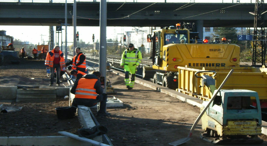Bauarbeiter auf Baustelle
