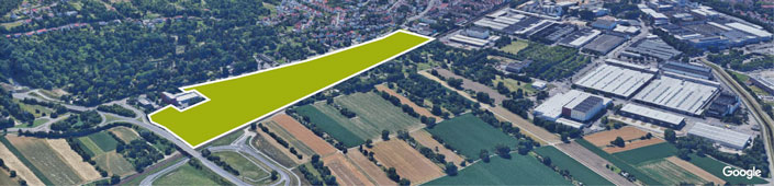 Luftbild mit Flächenmarkierung Gewerbegebiet Nord